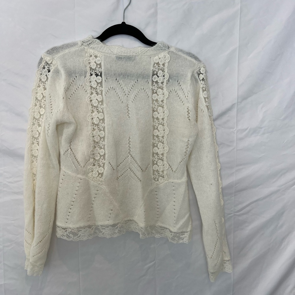 Zara beige pointele sweater with fluted sleeves Size S